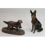 Beswick Britannia Collection bronzed ceramic figure of a setter, on an oval base, L30cm, and a