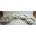 Pair of Portmeirion Botanic Garden bowls D24cm, matching two tier cake stand and comport (4)