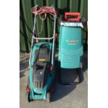 Bosch AXT Rapid 2000 electric shredder and Bosch Rotak 36 electric lawnmower