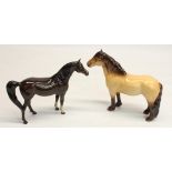 Beswick dun Highland pony #1644, and a Beswick horse, H16cm