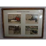 Charles Crombie, Motoring Regulations, set of four early C20th colour prints framed as one, W63cm