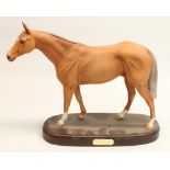 Royal Doulton racehorse figure Grundy, matt glaze, on wooden plinth, H29cm