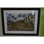 Lee Wilson (British Contemporary); Whitby Abbey Steps, colour print, signed in pencil, 37cm x 57cm