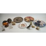 Two Nachtmann lead crystal dogs H9.5cm, Poole stoneware hedgehog and seal, ltd. ed. plate British