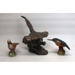 Beswick Kingfisher no. 2371 in matte finish H13cm, Beswick Jay no. 2417 H13cm, Beswick Pheasant in