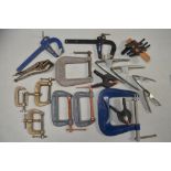 Collection of clamps from Record, Groz and Fuller including a Record Junior 2, 2x Record 129 clamps,