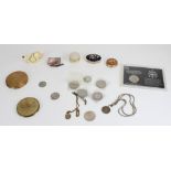RMS Mauretania gilt metal compact, other trinket boxes, commemorative coins etc (qty)