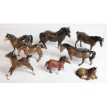 Beswick group of smaller brown horses and ponies inc. Another Star, Shetland Pony etc. (8)