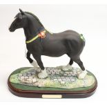 Royal Doulton Champion Shire Horse Peakstone Lady Margaret DA237, on wooden base, H32cm