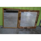 Driftwood and cork framed wall mirror, 60cm x 60cm and a gilt framed wall mirror (2)