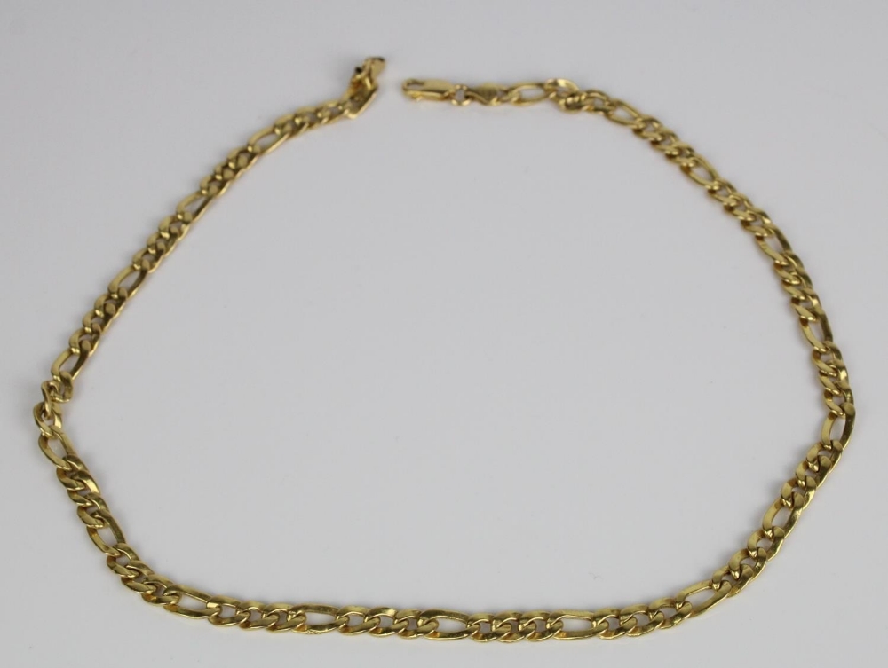 14ct yellow gold figaro chain necklace, stamped 585, L45cm, 13.9g