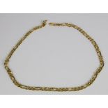 14ct yellow gold figaro chain necklace, stamped 585, L45cm, 13.9g