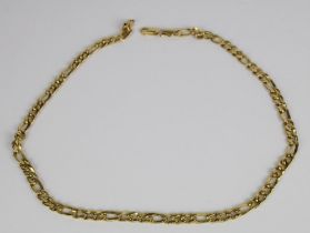 14ct yellow gold figaro chain necklace, stamped 585, L45cm, 13.9g