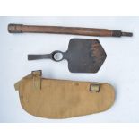 British Army 37 pattern entrenching tool, handle stamped G.W.T. with Broad Arrow 1945, shovel head