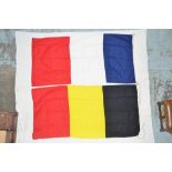 Large Belgian and French cotton flags, both approx 185cm x 88cm (2)