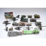 Collection of used diecast military vehicle models including a metal tracked Solido AMX 30T, 2x