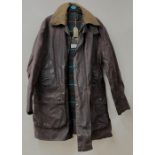 Gents Barbour Northumbria waxed cotton jacket with green and red check lining,