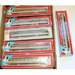 Rake of 6 Lima OO gauge BR Mark 3 coaches in Pullman and executive liveries