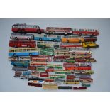 Collection of unboxed bus and car models, various scales and manufacturers. Also included John