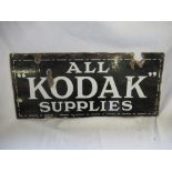 Vintage double sided enamel sign All 'Kodak' Supplies, W71cm H32cm
