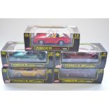 Five 1/18 diecast Porsche 911 models from Anson, 2x Carrera Cabriolet, 2x 911 Turbo, 1x Carrera 2