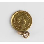 1860 Guatemala gold 4 Reales de Oro on fixed pendant mount, gross 1.1g