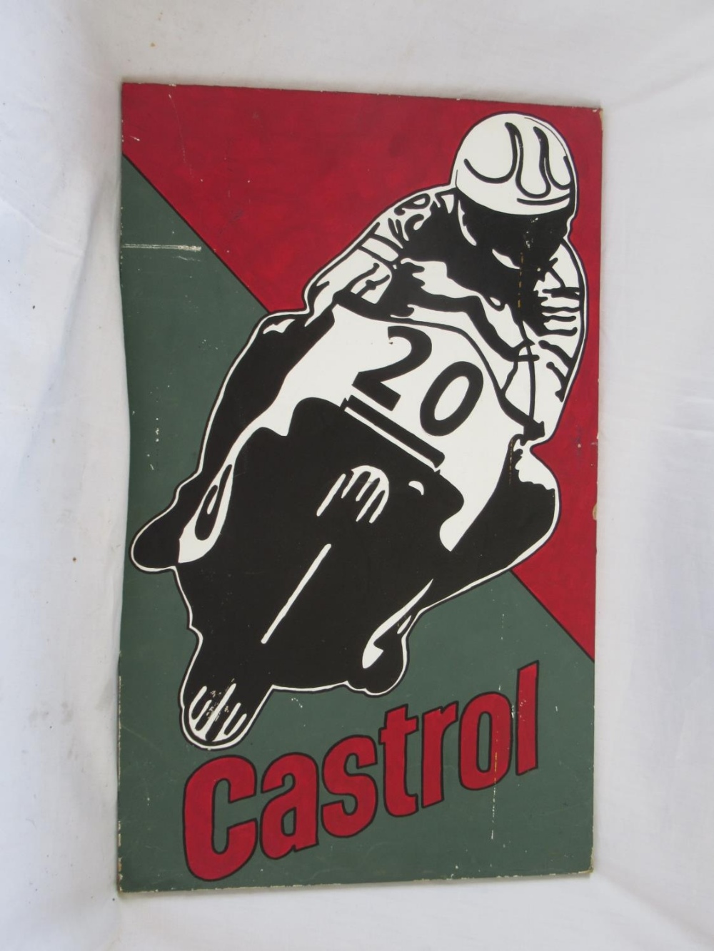 Hand painted Castrol motor cycle study, 68cm x 42cm
