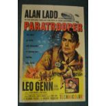 Film poster for Paratrooper (1953) starring Leo Genn, 68cm x 103.5cm. Fair condition for age with
