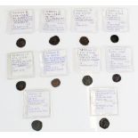 Nine Tetricus 270 - 273AD Roman coins, incl. Pax holding sceptre and Laetitia with wreath,