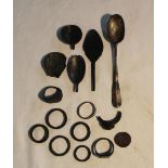 Metal Detector Artefacts - Collection of Roman spoons, c. Georgian teaspoon with rat tail and