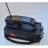 Vintage late 80's Motorola British Telecom mobile phone with battery etc