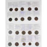 C18th/19th provincial Middlesex conder token coins inc. 1830s unofficial farthing Warrens Blacking