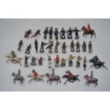 Collection of vintage hollow cast lead soldier figures. Most with no manufacturers marks. Includes
