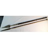 Reproduction ornamental spear with turned wood handle L123cm, African assegai L125cm (2)