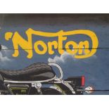 Hand painted oil painting of a Norton 850 Commando motor cycle , on wooden crate board, 40cm x 60cm