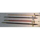 Four Masonic style decorative swords