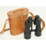 Pair of WW2 British Army 1944 Binoculars - Bino Prism No5 MK V x7 type in original brown leather