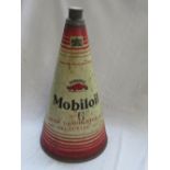 Large Mobiloil 'G' Gargoyle conical oil can, with loop handle and cap, H54cm