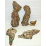 Amanda Barrie collection - Unusual collection of wooden possible fairground painted carvings (5)