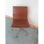 ICF swivel chair Made according to the the Original Design of Charles Eames, brown upholstered on