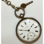 Perkin Wakefield Victorian silver key wound and set open faced pocket watch signed white enamel dial