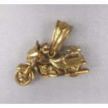 9ct yellow gold motor bike pendant, stamped 375, 6.2g