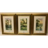 Douglas Haddow (British C20th): A fisherman, a farmer and a landscape, set of three watercolours,