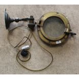 The Amanda Barrie Collection - Ships gimble oil lamp converted to electric and a brass ships
