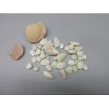 Collection of loose opals, various sizes and cuts, 29.8g, and two pieces of opalescent raw form rock