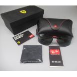Pair of Ray-Ban Scuderia Ferrari sunglasses, in black case with unopened wipe, leaflets COA and
