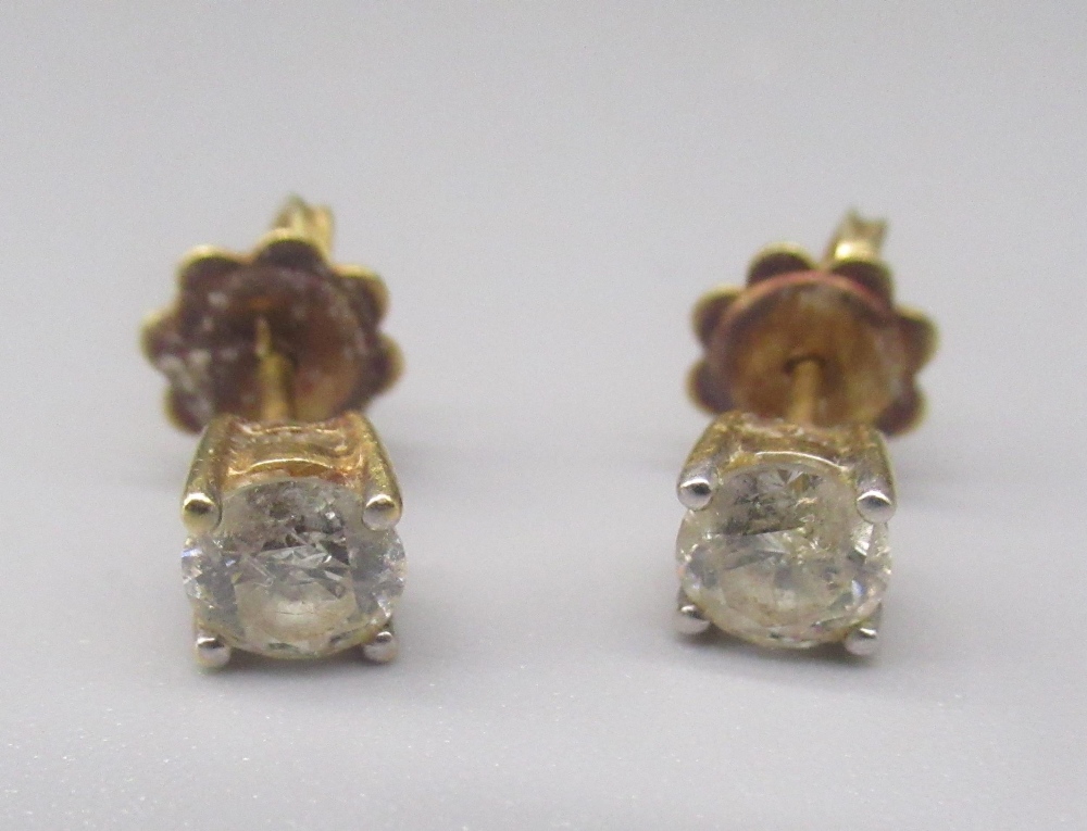 18ct yellow gold diamond stud earrings with screw on backs, stamped 750, 2.6g