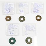 Five Western and Eastern Han Chinese coins incl. 156 - 141BC and c. 100BC - 7AD (5)