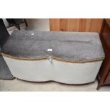 Lloyd Loom type ottoman with kidney shape lift up lid W90cm X D37cm X H50cm