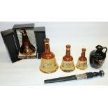 Whyte & Mackay Pot Still Decanter in original box, three graduated Wade Bell's Scotch Whisky